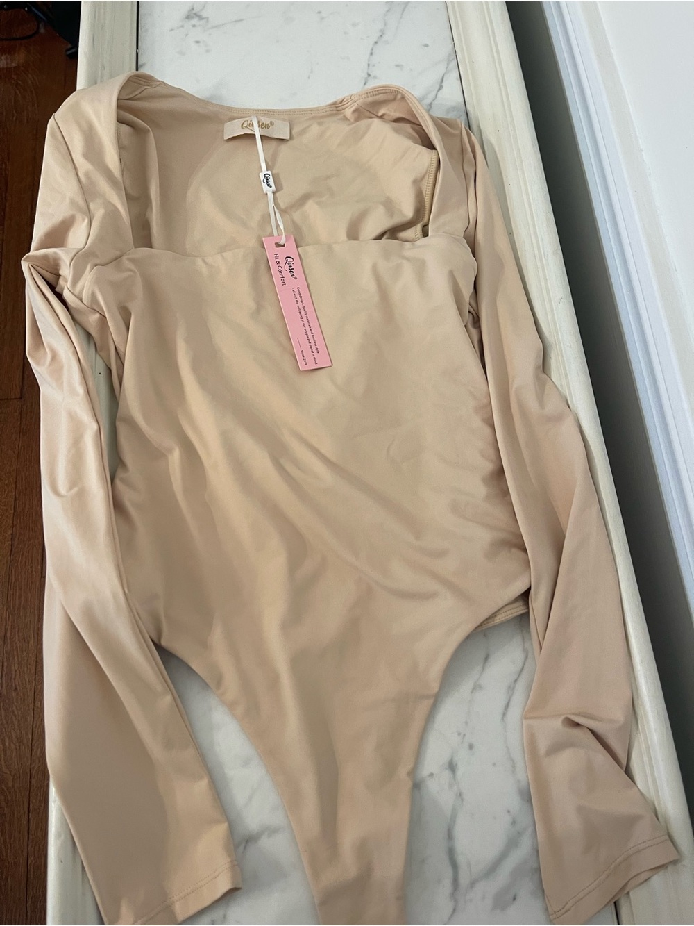 Neutral Soft Beige Long Sleeve One-Piece Bodysuit